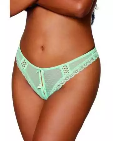Mint green crotchless string with lacing at the back - DG1480MIN