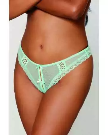 Mint green crotchless string with lacing at the back - DG1480MIN