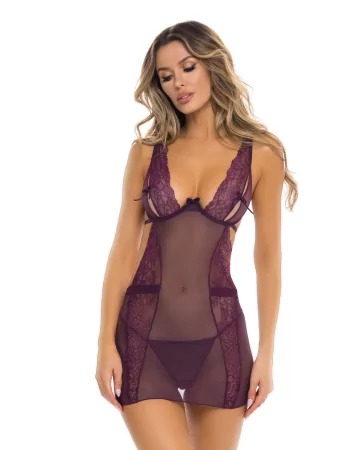 Purple nightgown and matching thong - REN51014-PUR