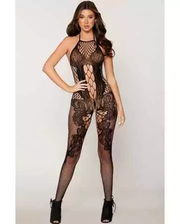 Long sleeve bodystocking with body and black stockings effect - DG0444BLK