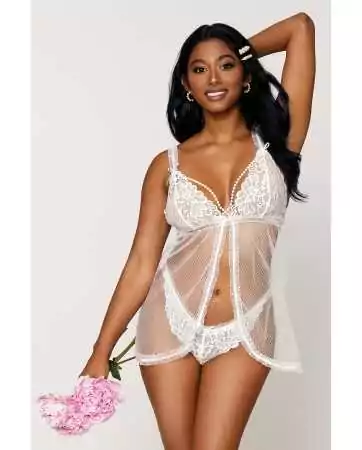 White babydoll with pearls and matching string - DG12834WHT
