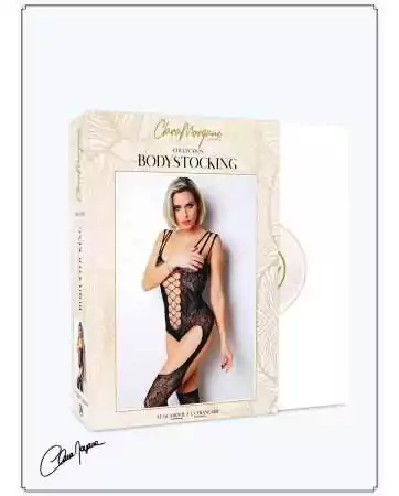 Floral lace bodystocking with triple straps - The Number 9 - Bodystocking Collection - CM99009