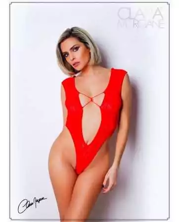Red bodysuit with plunging neckline - Number 2 - Body Collection - CM98002