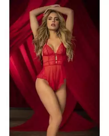 Red babydoll set with matching string - MAL7445RED