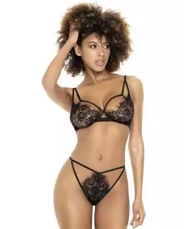 Two-piece set in black, matching bra and thong - MAL8712BLK