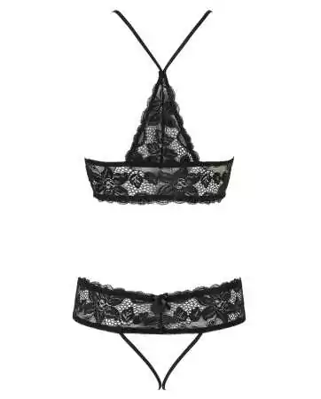 Black lace bra and open crotch thong - R2251167