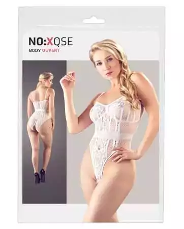 Body string in transparent fishnet and white lace, open at the crotch - R26426382101