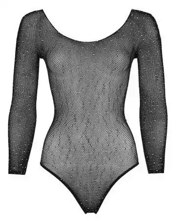 Long-sleeved bodysuit in mesh with rhinestones - R26427351101