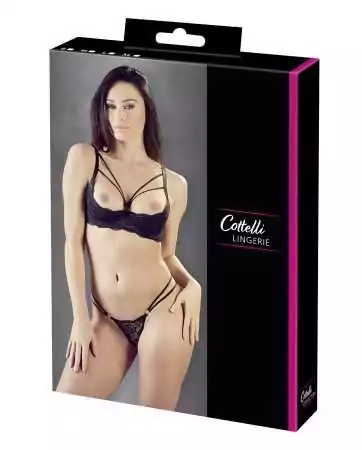 Demi-cup underwire bra and string set - R2221098