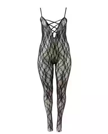 Black lace jumpsuit with wide neckline - R2550008