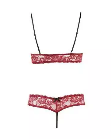 Bra with open cups, in red lace, and matching string - R2212447