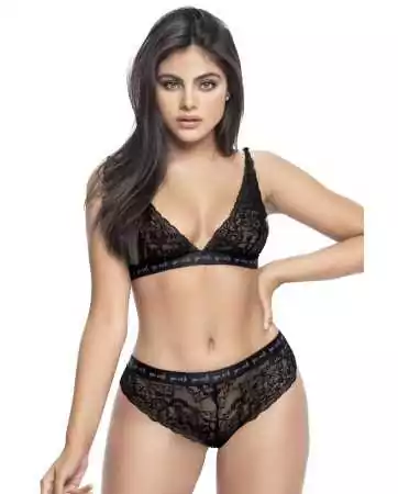 Two-piece set in black floral lace - MAL8695BLK