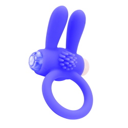 Anneau Vibrant Rabbit Bleu Silicone 1 dosette de lubrifiant — Pocket Pleasure
