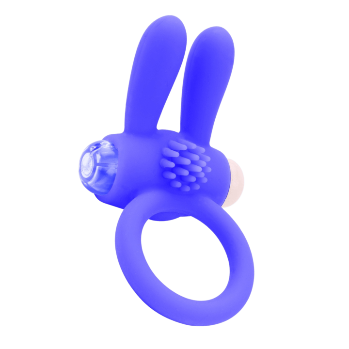 Anneau Vibrant Rabbit Bleu Silicone 1 dosette de lubrifiant — Pocket Pleasure - Oralove