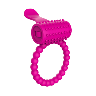 Anneau rose vibrant silicone avec langue picot Pocket Pleasure 1 dosette de lubrifiant - Oralove