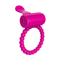 Anneau rose vibrant silicone avec langue picot Pocket Pleasure 1 dosette de lubrifiant
