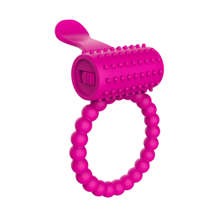 Anneau rose vibrant silicone avec langue picot Pocket Pleasure 1 dosette de lubrifiant - Oralove