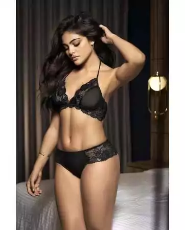 2 in 1, babydoll o set con shorty in pizzo - MAL7434BLK
