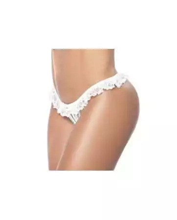 White open crotch panties with lace ruffles - MAL119WHT