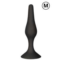 Plug Anal Noir en Silicone M avec Ventouse Taille M 11,3 cm Pocket Pleasure 1 dosette de lubrifiant