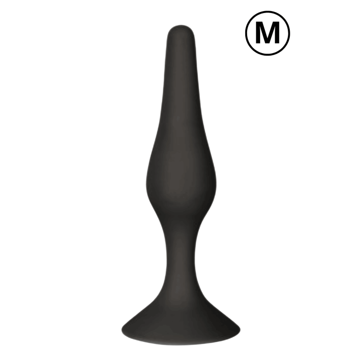 Plug Anal Noir en Silicone M avec Ventouse Taille M 11,3 cm Pocket Pleasure 1 dosette de lubrifiant - Oralove