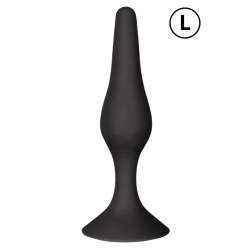 Plug Anal Noir en Silicone L avec Ventouse Taille L 12,7 cm Pocket Pleasure 1 dosette de lubrifiant