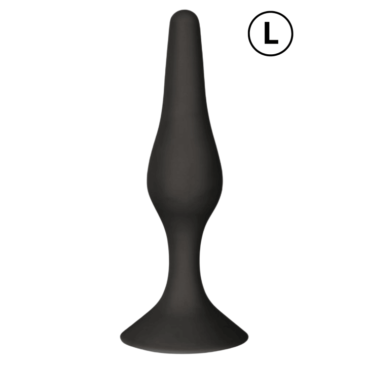 Plug Anal Noir en Silicone L avec Ventouse Taille L 12,7 cm Pocket Pleasure 1 dosette de lubrifiant - Oralove