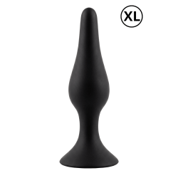 Plug Anal Noir en Silicone XL avec Ventouse Taille XL 15 cm Pocket Pleasure 1 dosette de lubrifiant
