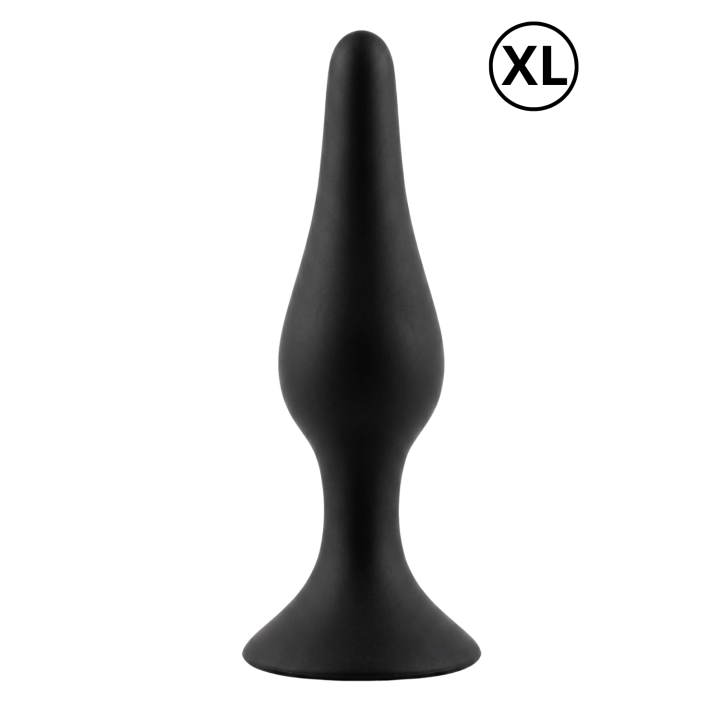Plug Anal Noir en Silicone XL avec Ventouse Taille XL 15 cm Pocket Pleasure 1 dosette de lubrifiant - Oralove