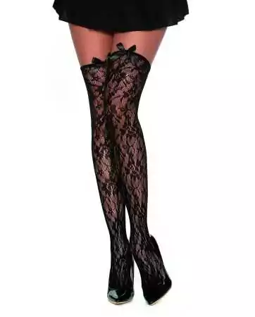 Black thigh-high stockings in delicate lace - DG0397BLK