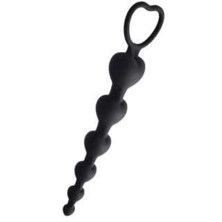 Chapelet Anal Cœur Silicone Noir 1 dosette de lubrifiant — Pocket Pleasure - Oralove