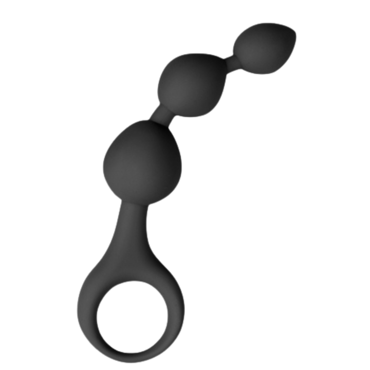 Chapelet anal 3 boules noir silicone 15 cm Pocket Pleasure 1 dosette lubrifiant - Oralove