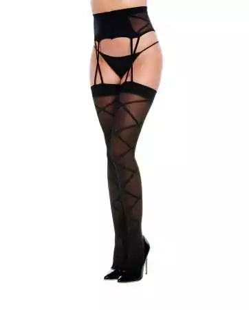 Fantasie-Strumpfhose mit Strumpfhalter-Effekt - DG0374BLK