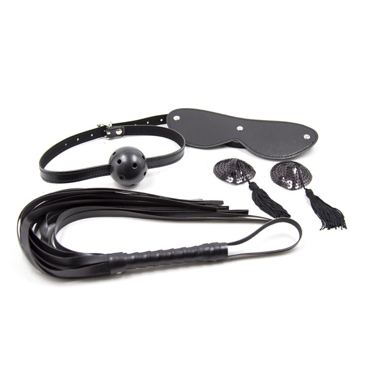 Ensemble Bondage noir - 4 pièces - Oralove