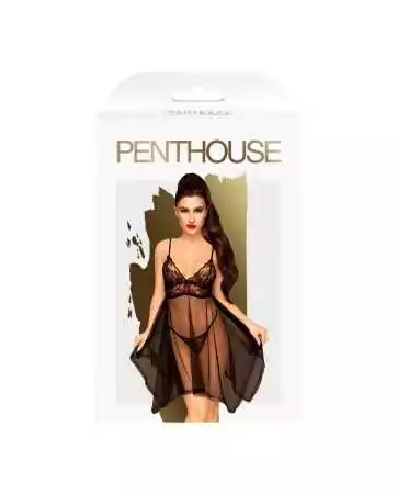 Nuisette et string assorti Noir Naughty doll - PH0082BLK