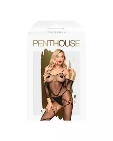 Open crotch black bodystocking Under arrest - PH0037BLK