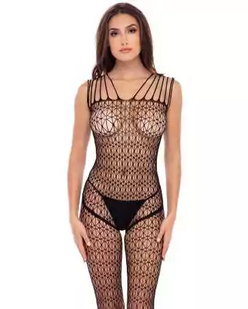 Open crotch large mesh bodystocking - REN7095-BLK