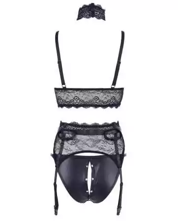 Matching set of black sexy bra, garter belt, and panties - OR2213346BLK