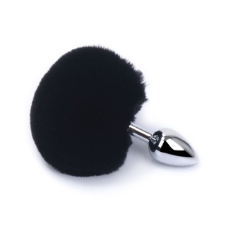 Plug anal aluminium avec pompon noir Taille S - Oralove