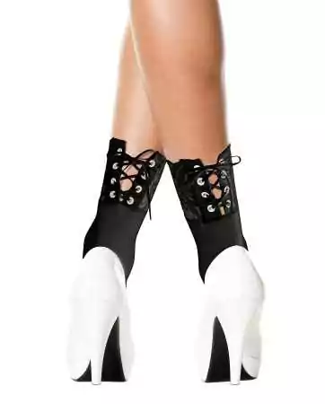 Black ankle socks with lace at the front and laced at the back - MH548BLK