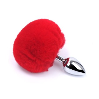 Plug anal aluminium avec pompon rouge Taille S - Oralove