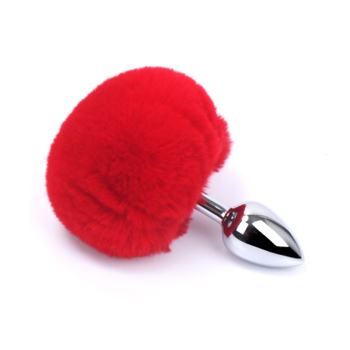 Plug anal aluminium avec pompon rouge Taille S - Oralove
