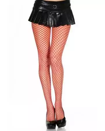 Wide red fishnet tights - MH9030RED