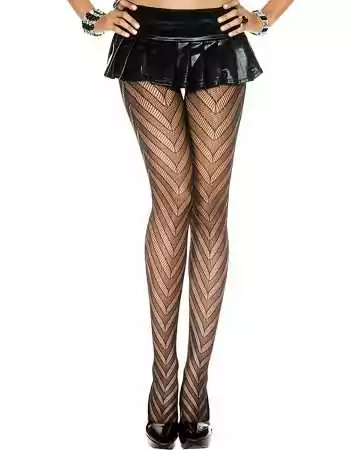 Black fishnet tights with zigzag design - MH5099BLK
