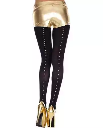 Opaque black tights with a golden back - MH37001BLK