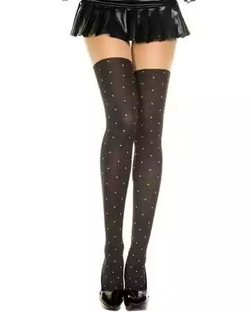 Fancy tights with white polka dot stockings effect - MH7146BLK