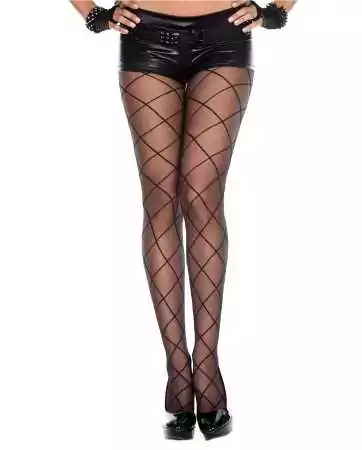 Fancy nylon tights with grid pattern effect - MH7143BLK