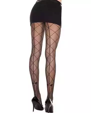 Fancy tights with crisscross seams and a bow - MH7255BLK