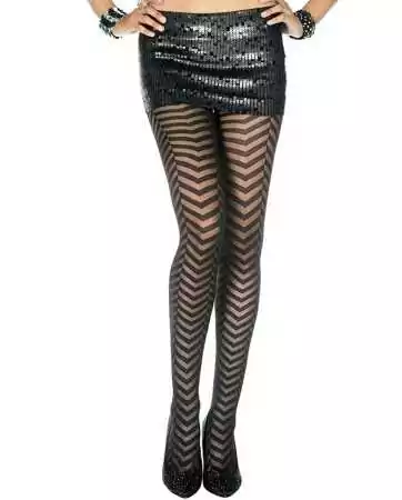 Patterned tights with zigzag lines - MH7260BLK
