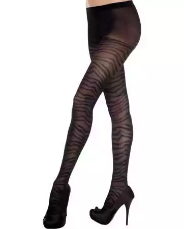 Fancy black tights with a zebra pattern - MH7297BLK